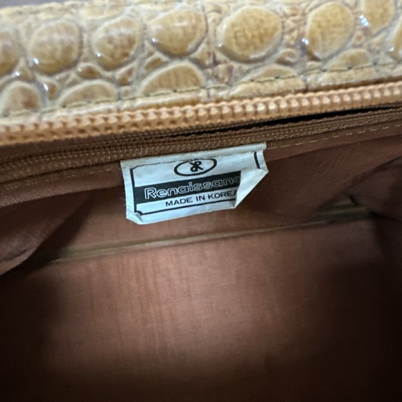 VTG Leather Crossbody Handbag Crocodile Pattern Renaissance Leather Goods Brown - Picture 6 of 16
